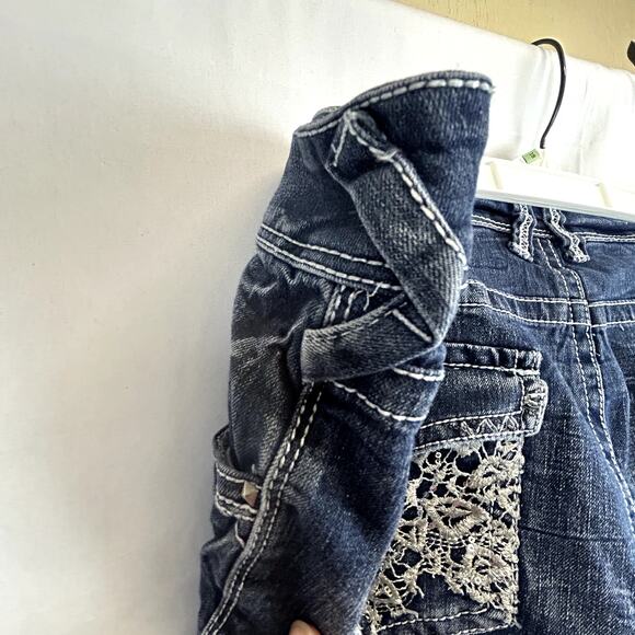 Short & Sexy Series Shorts women size 24 blue denim grunge  mom jean shorts - Picture 13 of 13